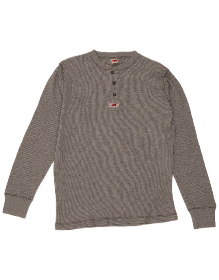 Мужской топ Levi's из хлопка с длинным рукавом среднего серого цвета
