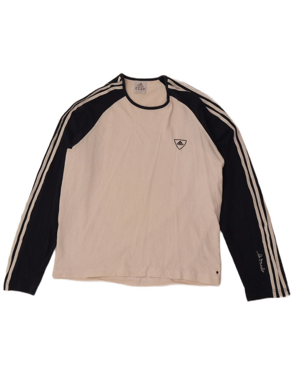 Мужской топ Adidas с длинным рукавом XL, белый хлопок с цветными блоками