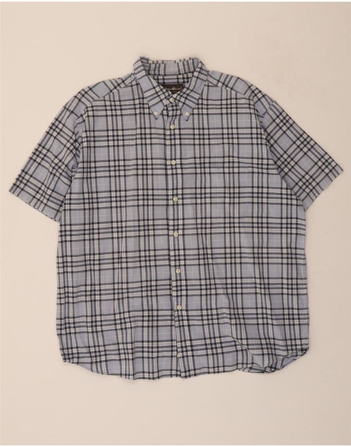 EDDIE BAUER Mens Short Sleeve Shirt Large Blue Check Cotton Vintage Eddie Bauer and Second-Hand Eddie Bauer from Messina Hembry 