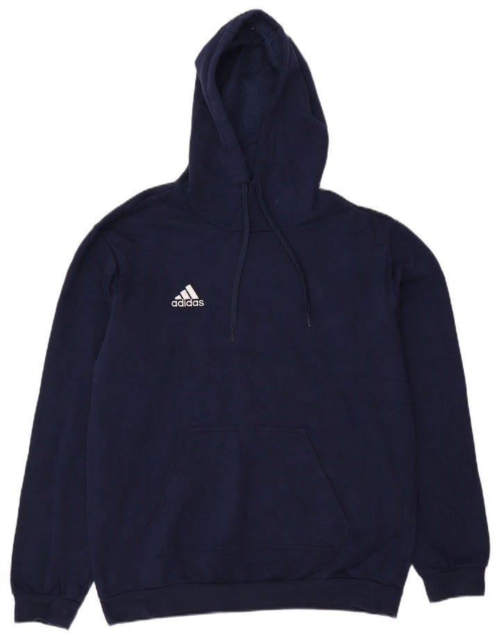 Мужской джемпер с капюшоном Adidas среднего размера, темно-синий, хлопок