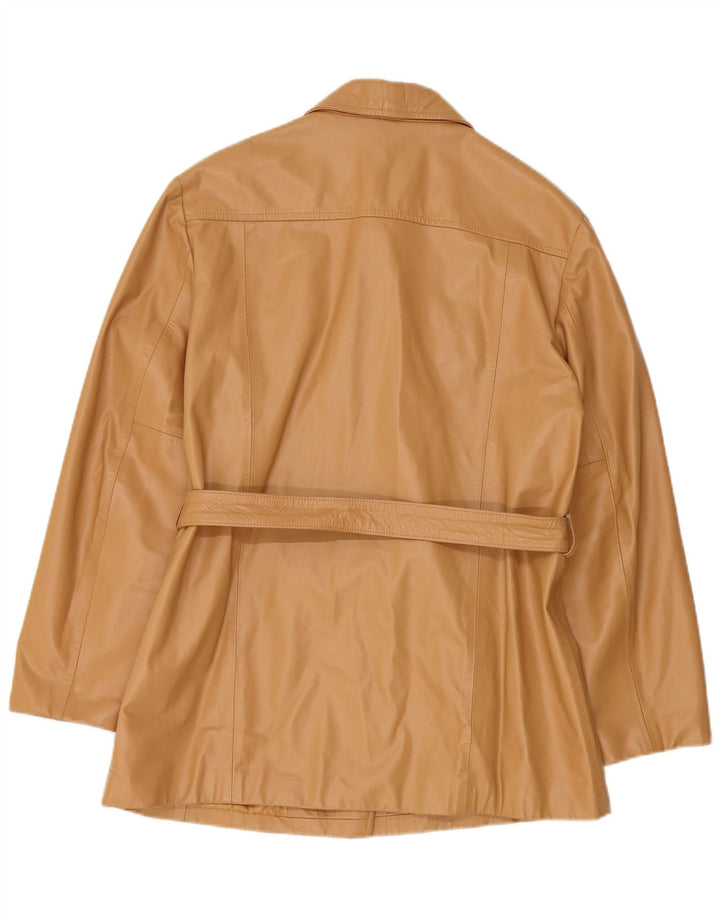 Женская кожаная куртка Benetton UK 16, большая, бежевая кожаная