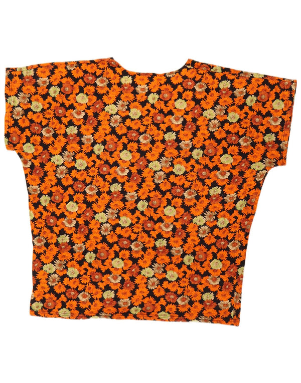 ВИНТАЖНАЯ женская футболка Top UK 18 XL, разноцветный хлопок с цветочным принтом
