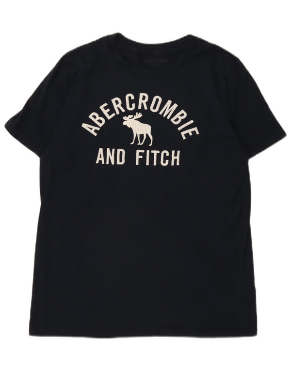 Футболка с рисунком Abercrombie & Fitch для мальчиков, топ 15–16 лет, темно-синий, хлопок