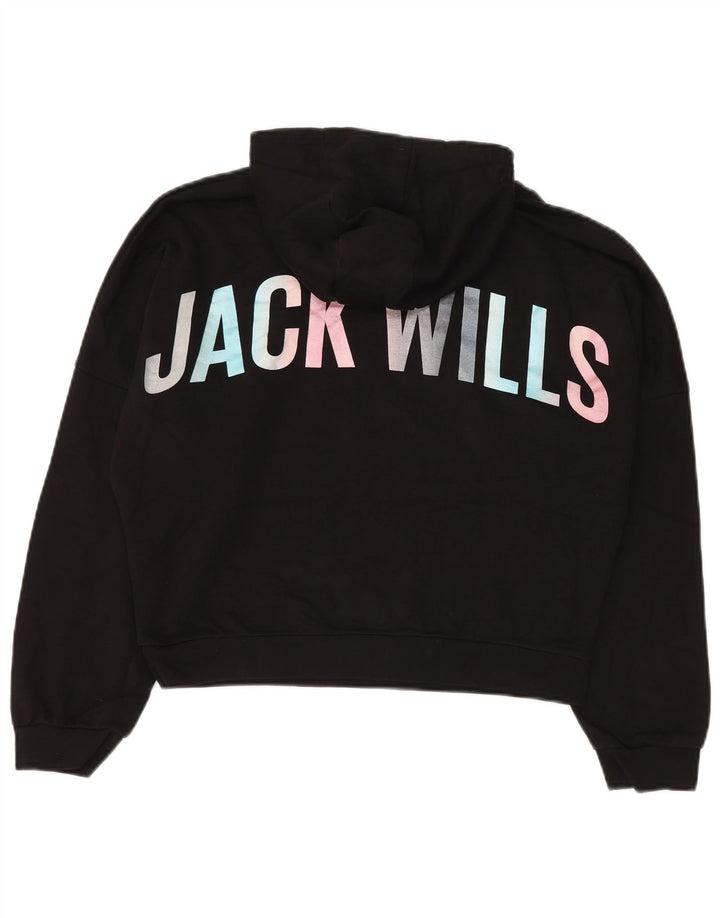 JACK WILLS Укороченный джемпер с капюшоном и рисунком для девочек 14–15 лет, черный