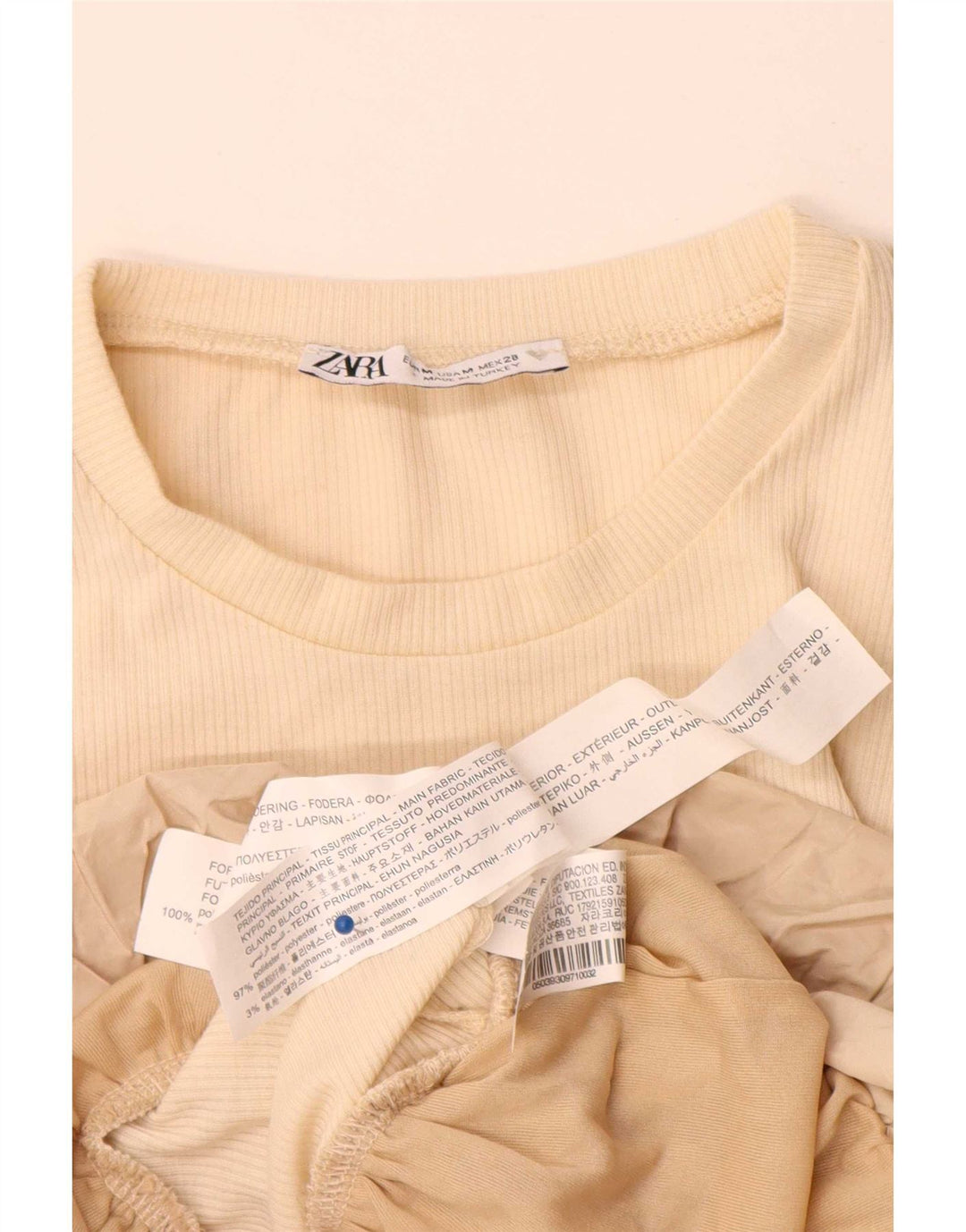 Женский топ Zara с длинным рукавом UK 12, средний бежевый, полиэстер