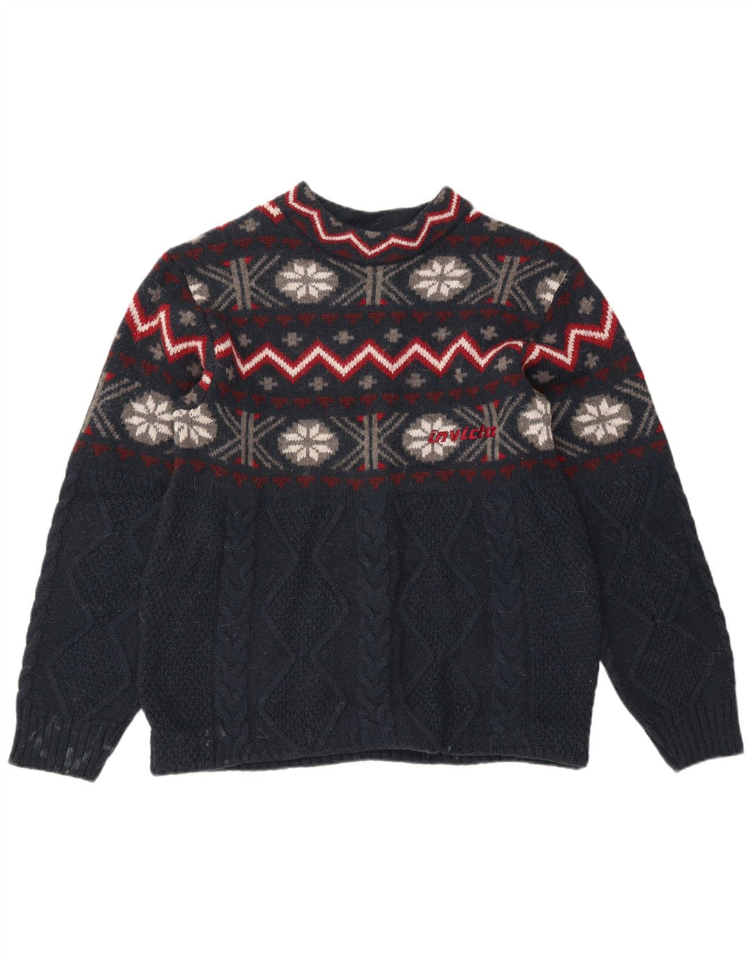 Мужской свитер Invicta с круглым вырезом, средний темно-синий Fair Isle