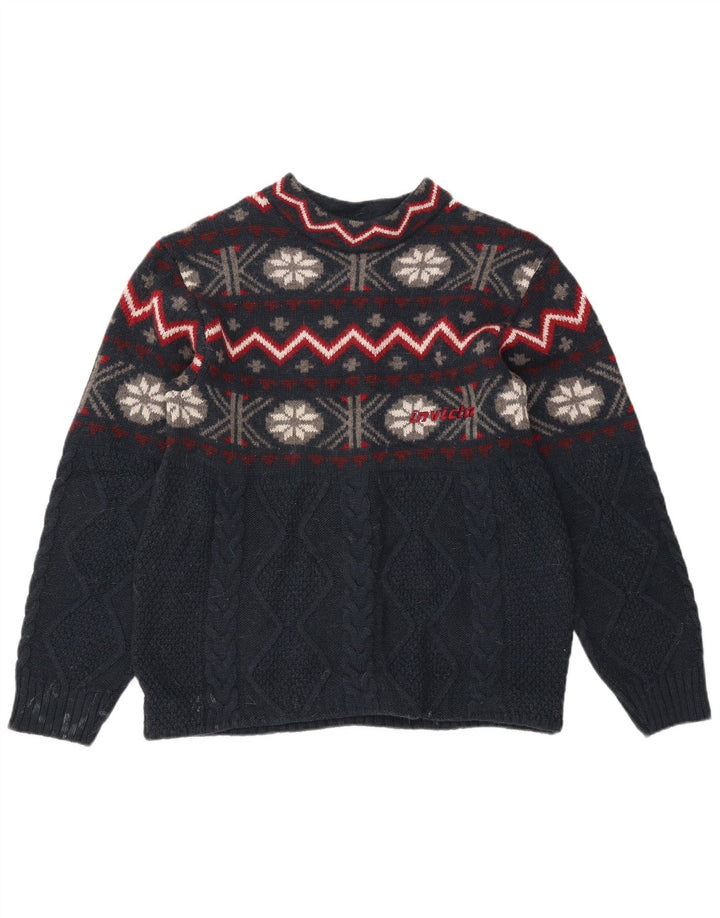 Мужской свитер Invicta с круглым вырезом, средний темно-синий Fair Isle