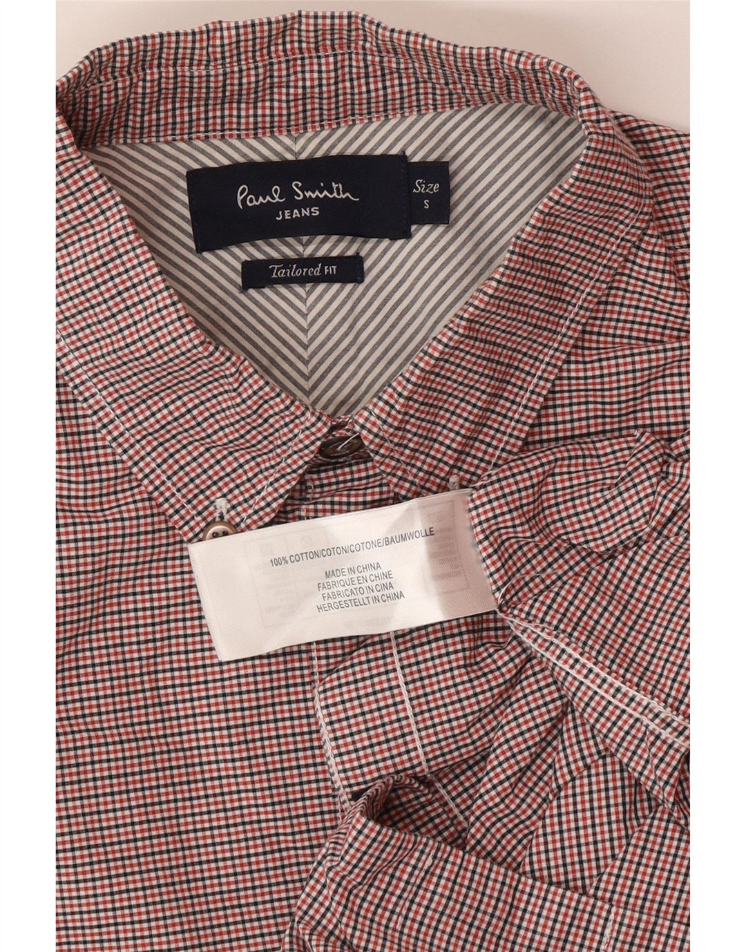 Мужская рубашка в клетку Paul Smith, хлопковая, маленькая красная клетка