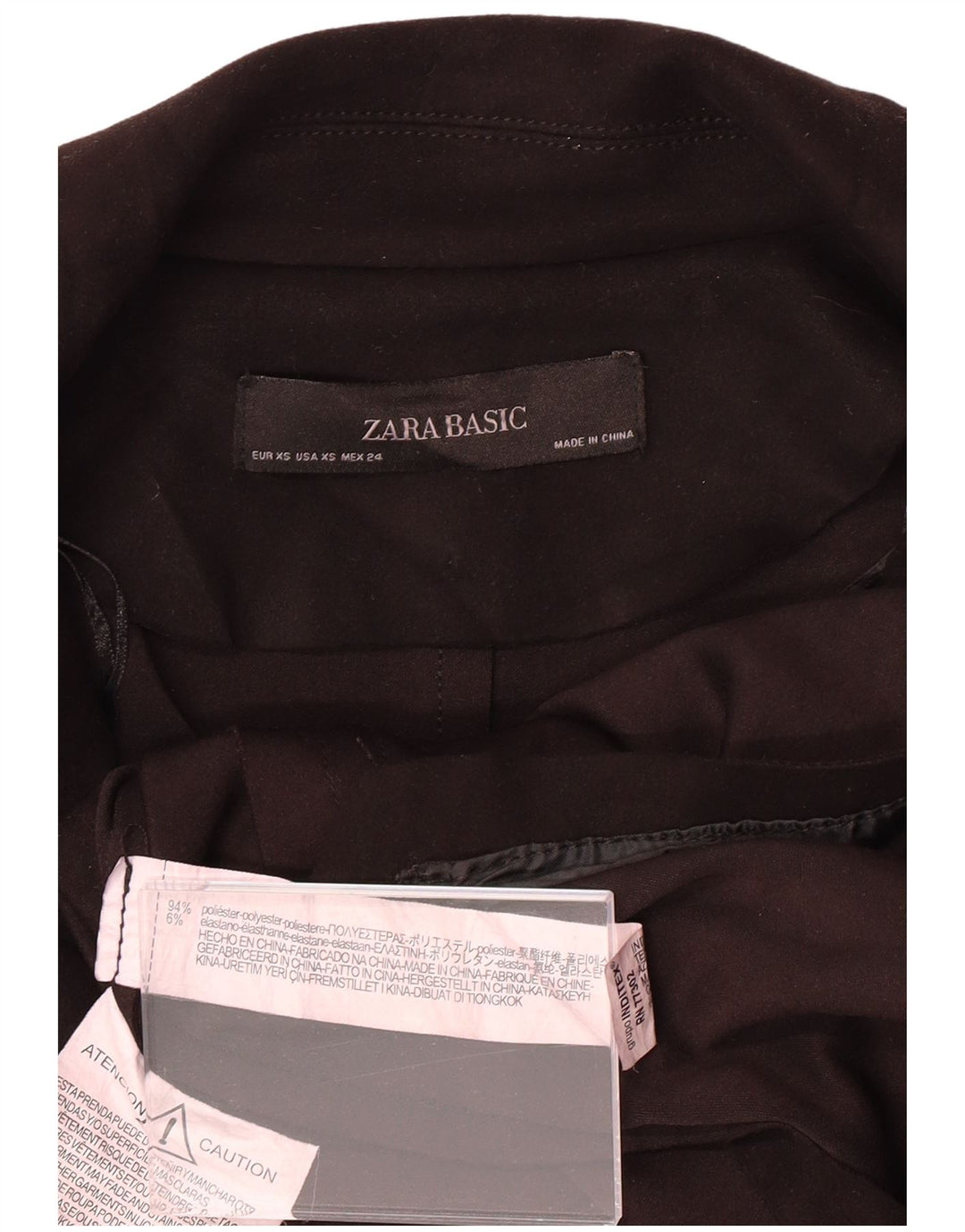 ZARA Womens Loose Fit Overcoat UK 6 XS Black Polyester