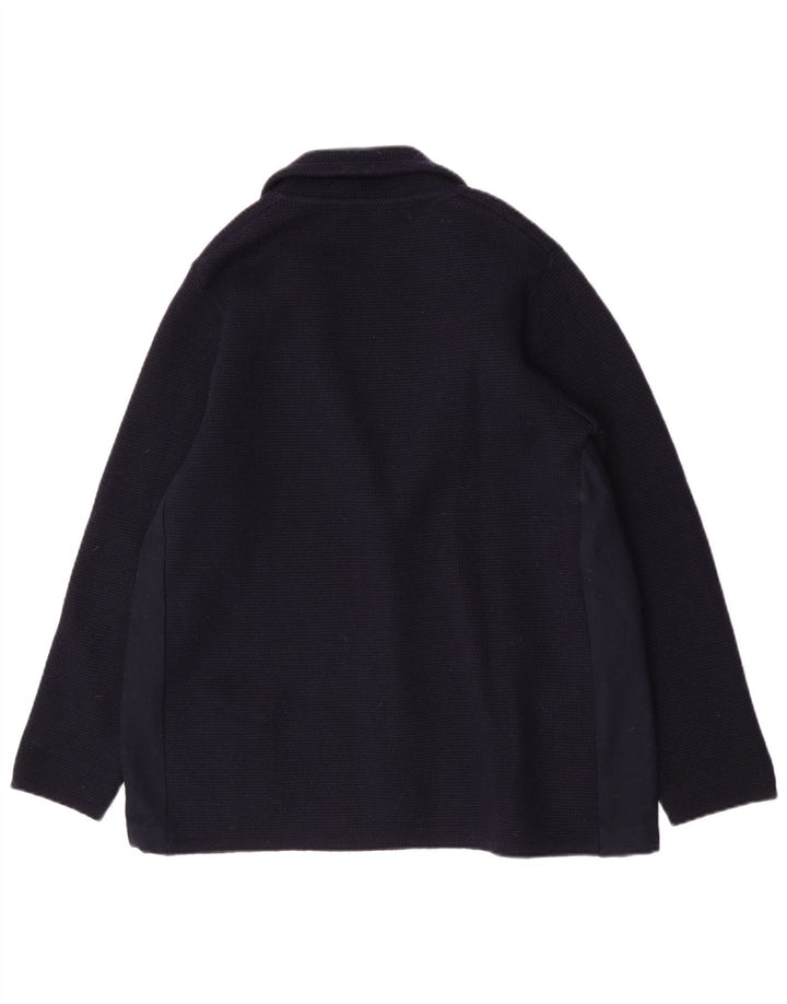 Винтажный женский пиджак на 2 пуговицах, Великобритания 12, средний темно-синий