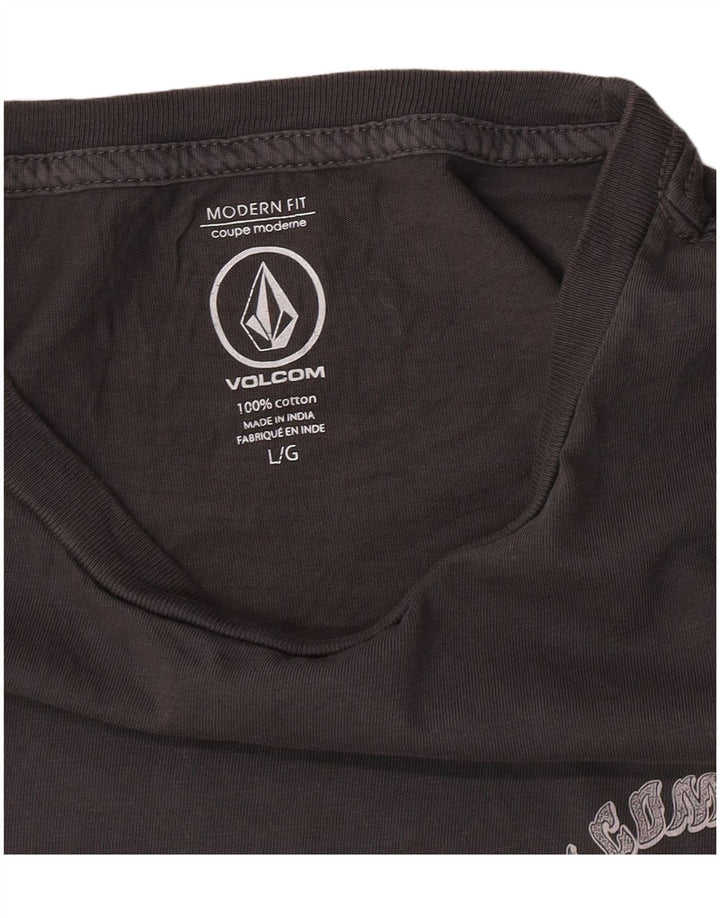 Volcom Мужская футболка современного кроя с графическим рисунком, большой серый хлопковый топ