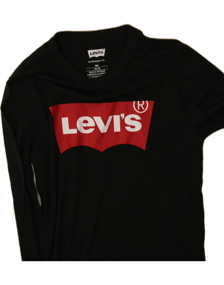 LEVI'S Boys Graphic T-Shirt Top 9-10 Years Black Cotton Vintage Levi's and Second-Hand Levi's from Messina Hembry 