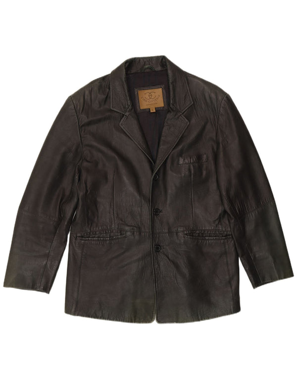 Мужской кожаный пиджак Ciro Citterio на 3 пуговицах UK 40, большой зеленый кожаный