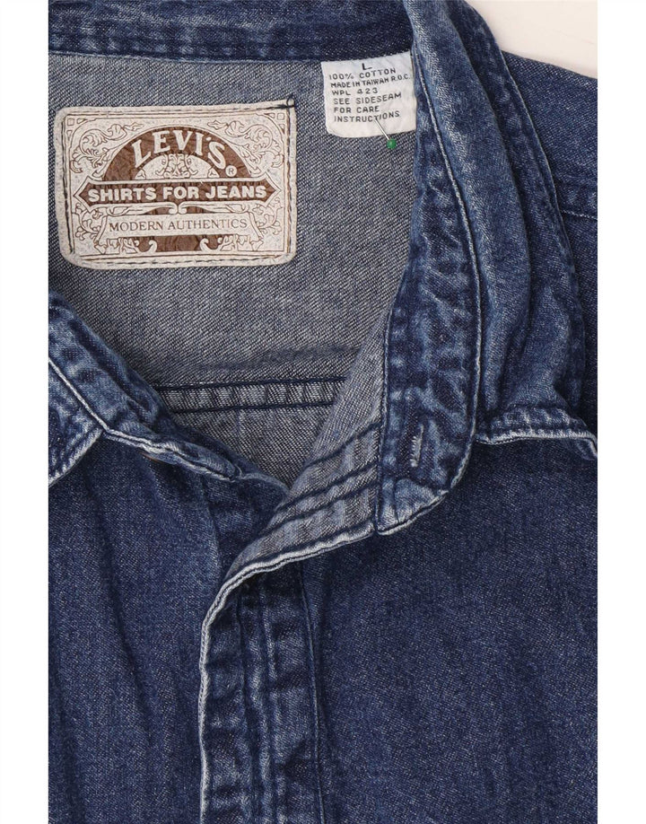 Мужская джинсовая рубашка Levi's, большая синяя хлопковая