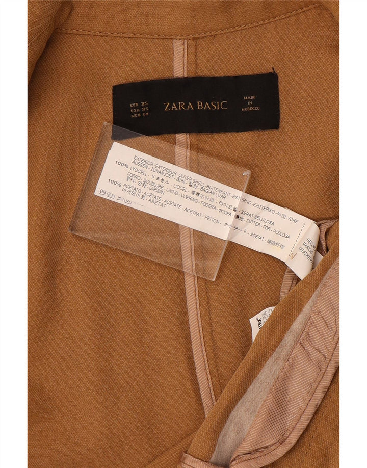 Женский укороченный открытый пиджак оверсайз Zara UK 6 XS, коричневый лиоцелл