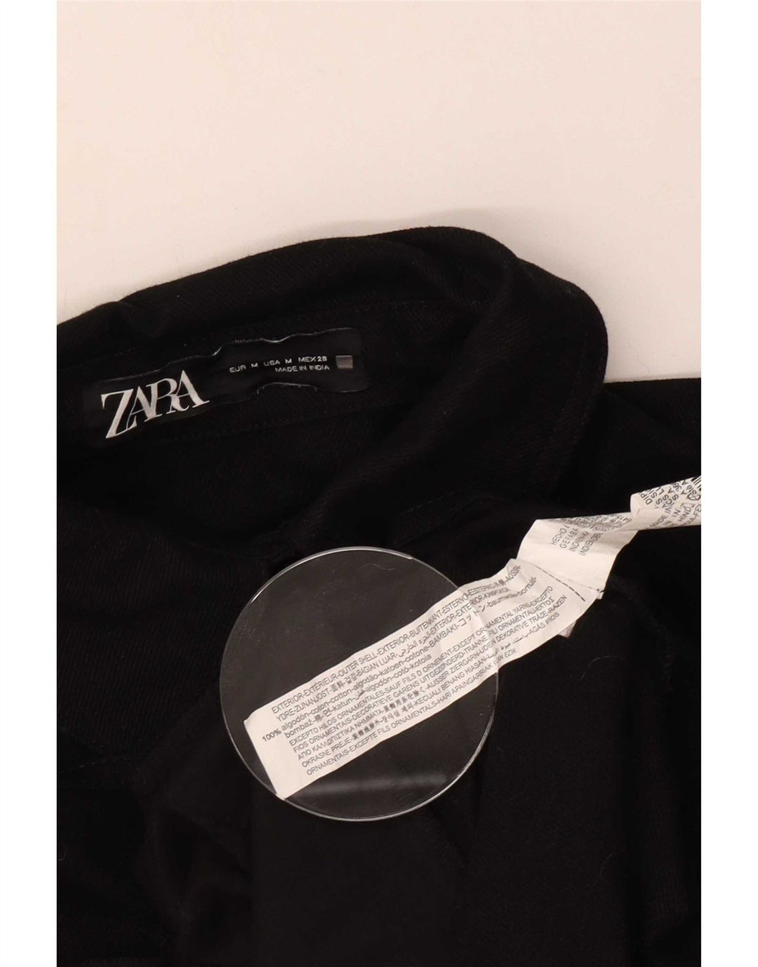Женская рубашка оверсайз Zara UK 14, средний черный хлопок с геометрическим узором