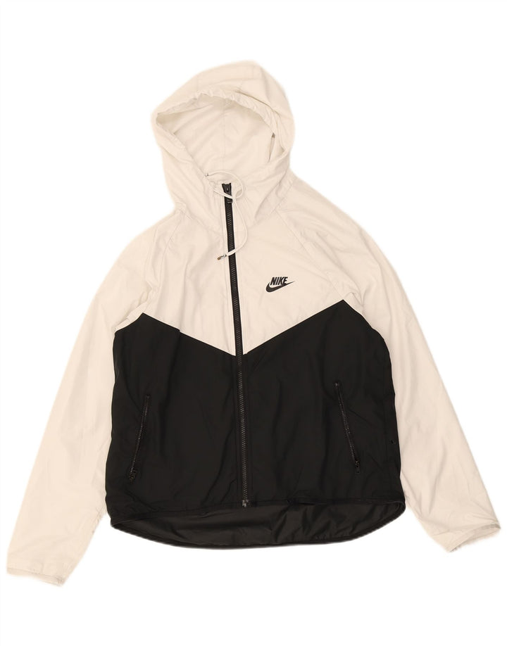 Мужская куртка-дождевик с капюшоном Nike UK 36, маленькая белая с цветными блоками