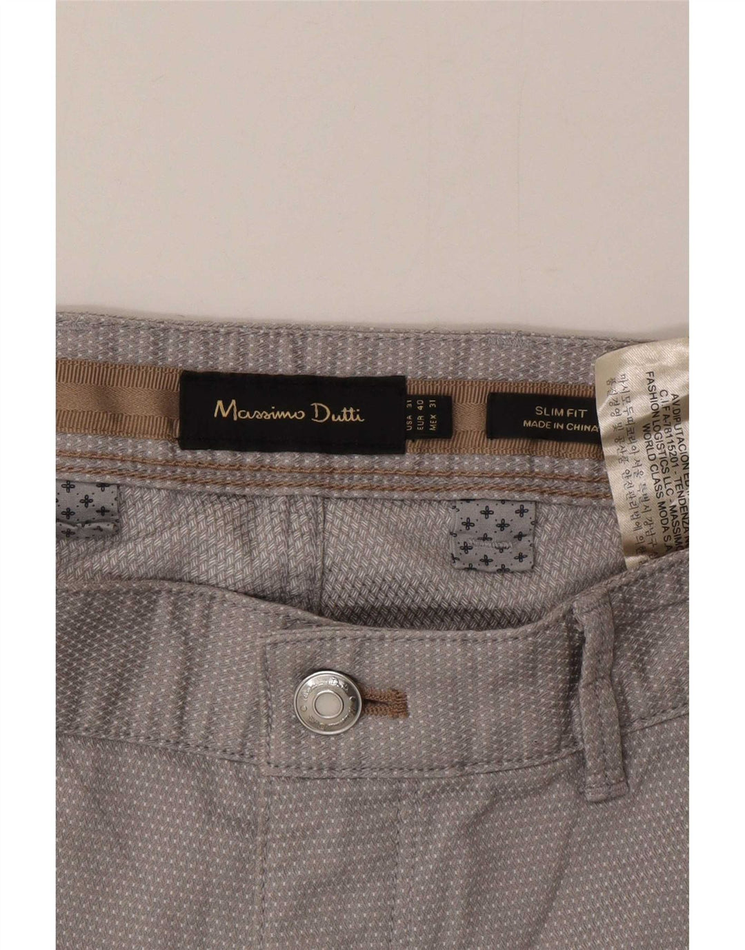Брюки-чиносы Massimo Dutti мужские EU 40 Medium W31 L30 Серые Пятнистые
