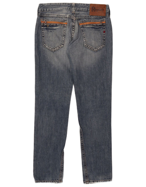 Женские прямые джинсы Replay W28 L30 синие, хлопок