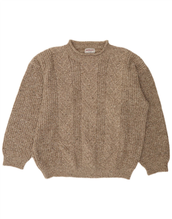 BERTO LUCCI Мужской свитер с круглым вырезом XL Серый в полоску