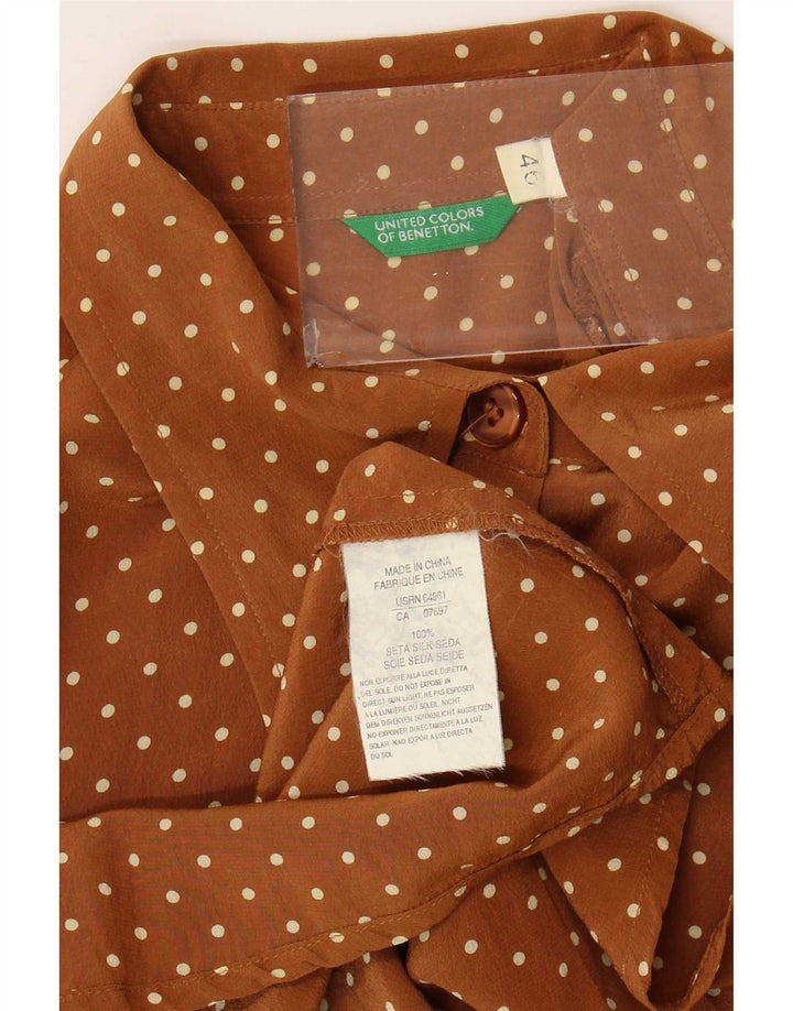 Женская блузка-рубашка Benetton IT 46, большая коричневая в пятнистый шелк