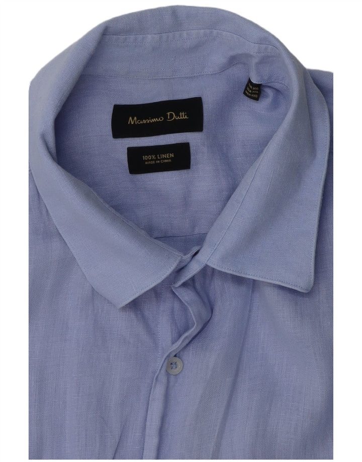 MASSIMO DUTTI Mens Shirt 2XL Blue Linen