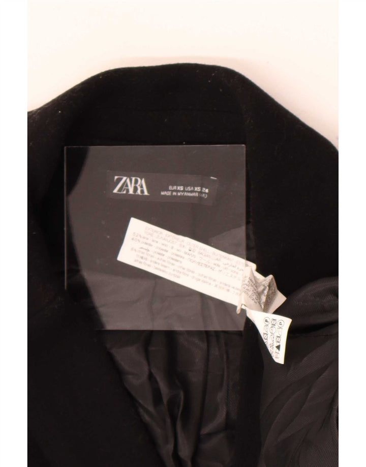 Женское двубортное пальто Zara UK 6 XS, черное, шерсть