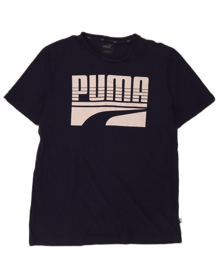 Мужская футболка с рисунком Puma, большая, темно-синяя
