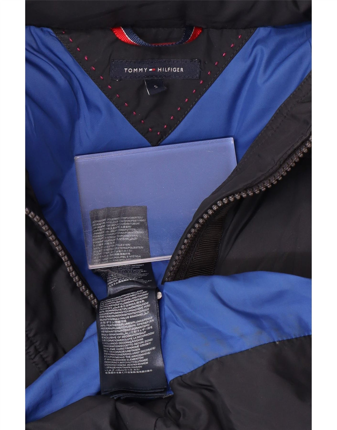 TOMMY HILFIGER Женское стеганое пальто с капюшоном UK 10, маленький темно-синий, полиэстер