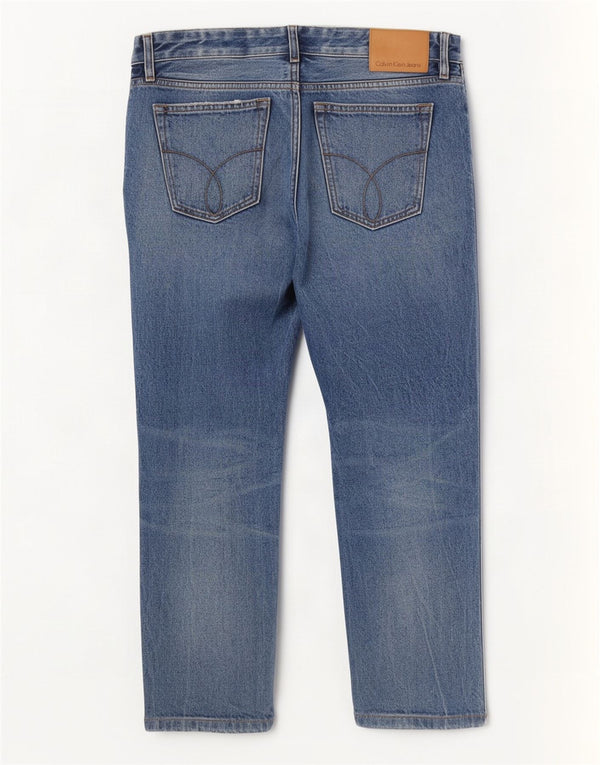 Мужские прямые зауженные укороченные джинсы Calvin Klein W30 L25, синий хлопок