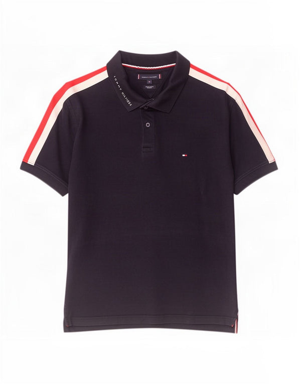 Мужская рубашка поло Tommy Hilfiger стандартного кроя XL, темно-синяя, хлопок с цветными блоками