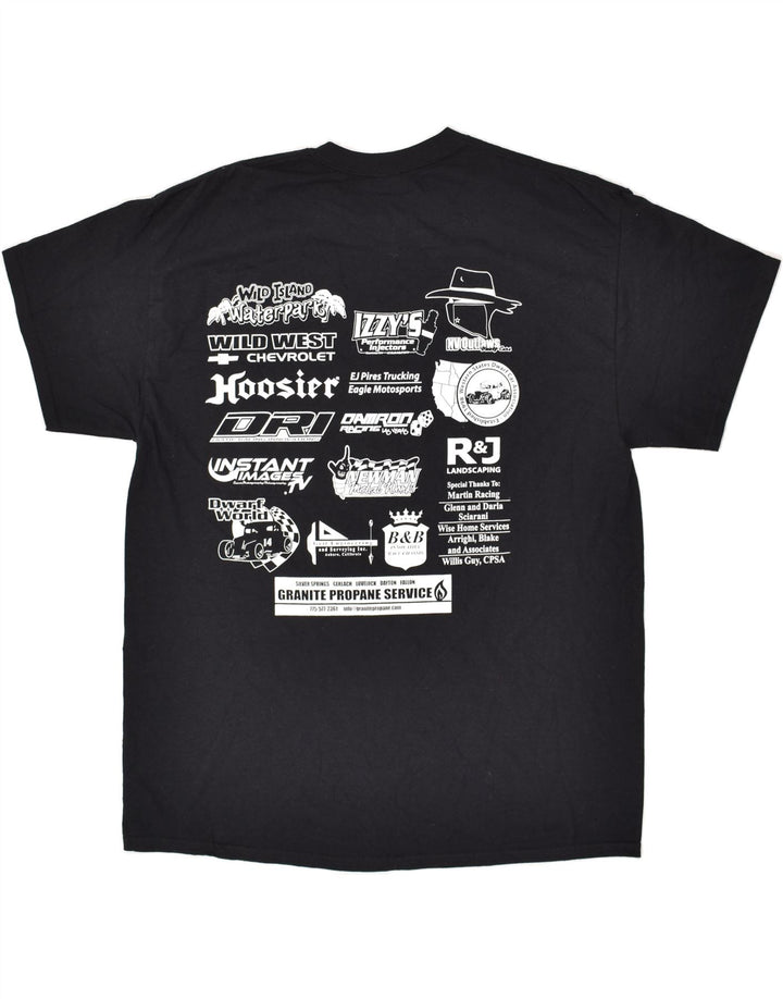 VINTAGE Mens Graphic T-Shirt Top Large Black Vintage Vintage and Second-Hand Vintage from Messina Hembry 