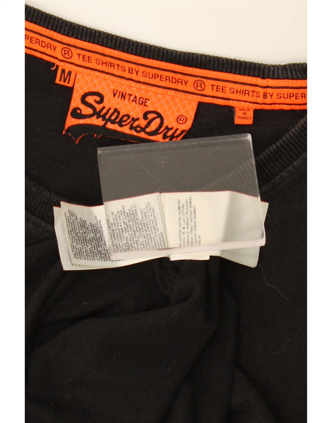 SUPERDRY Мужская футболка с рисунком Топ среднего размера, черный хлопок