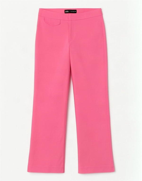 Женские прямые повседневные брюки Zara XS W24 L25, розовые, хлопковые