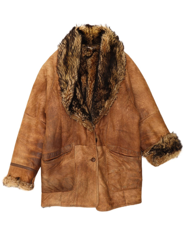 Mabrun Женская дубленка оверсайз IT 44 Medium Brown Shearling