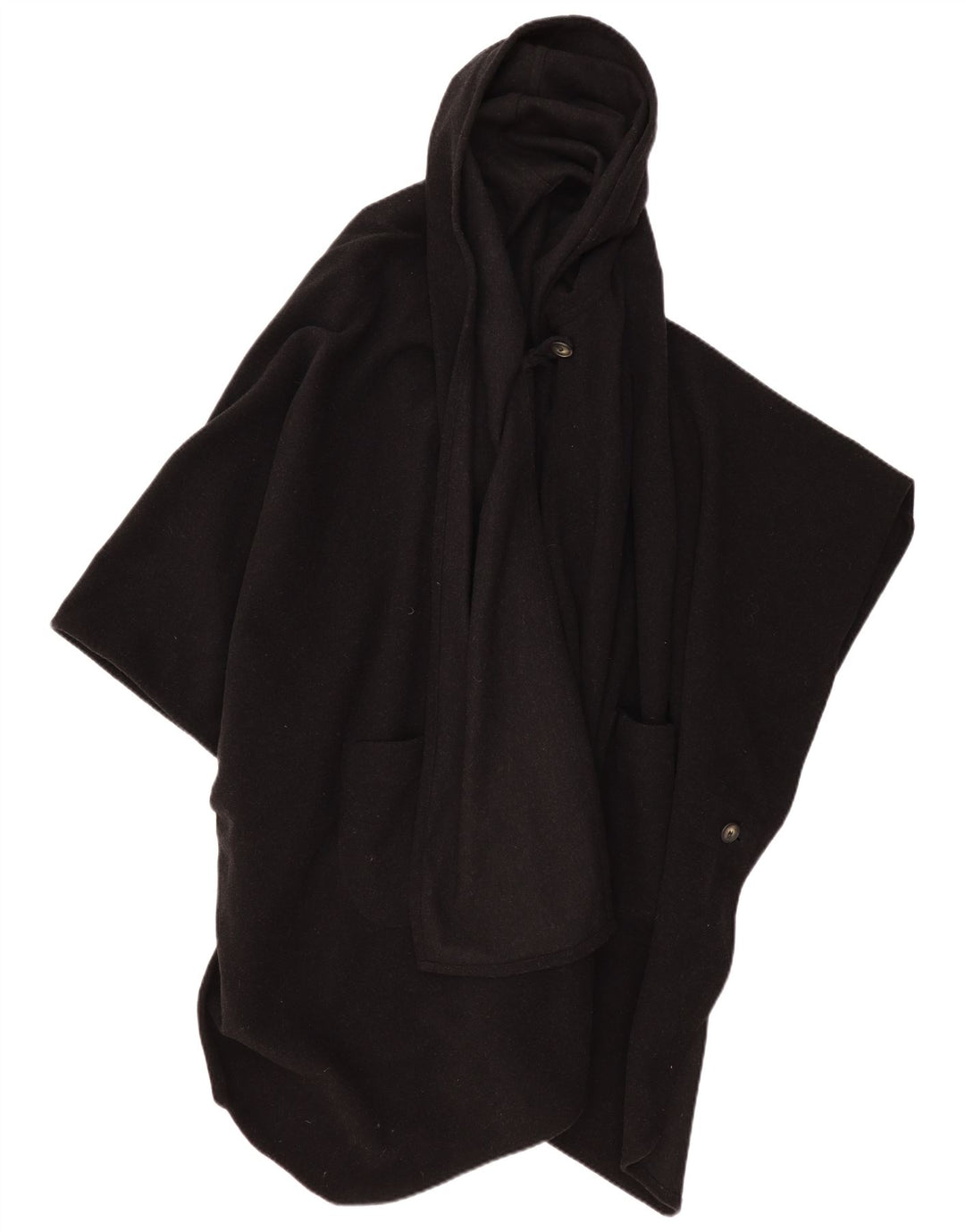 ВИНТАЖНОЕ женское пальто-пончо с капюшоном, один размер, черное