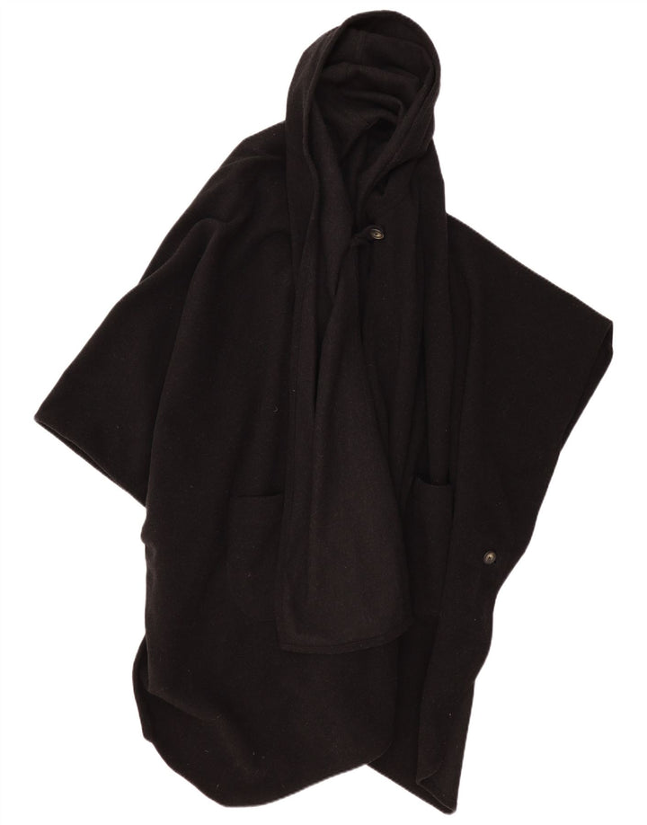 ВИНТАЖНОЕ женское пальто-пончо с капюшоном, один размер, черное