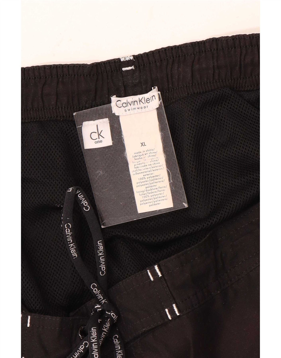 Мужские шорты для плавания с рисунком Calvin Klein XL, черные, полиэстер с цветными блоками