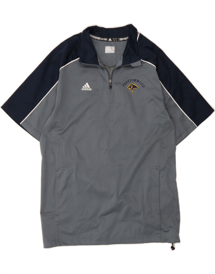 ADIDAS Mens Zip Neck Pullover Tracksuit Top Large Grey Colourblock Vintage Adidas and Second-Hand Adidas from Messina Hembry 