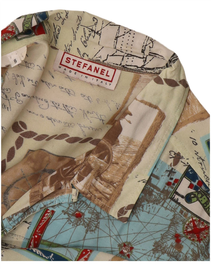 STEFANEL Мужская рубашка с коротким рукавом и рисунком, маленькая разноцветная пэчворк