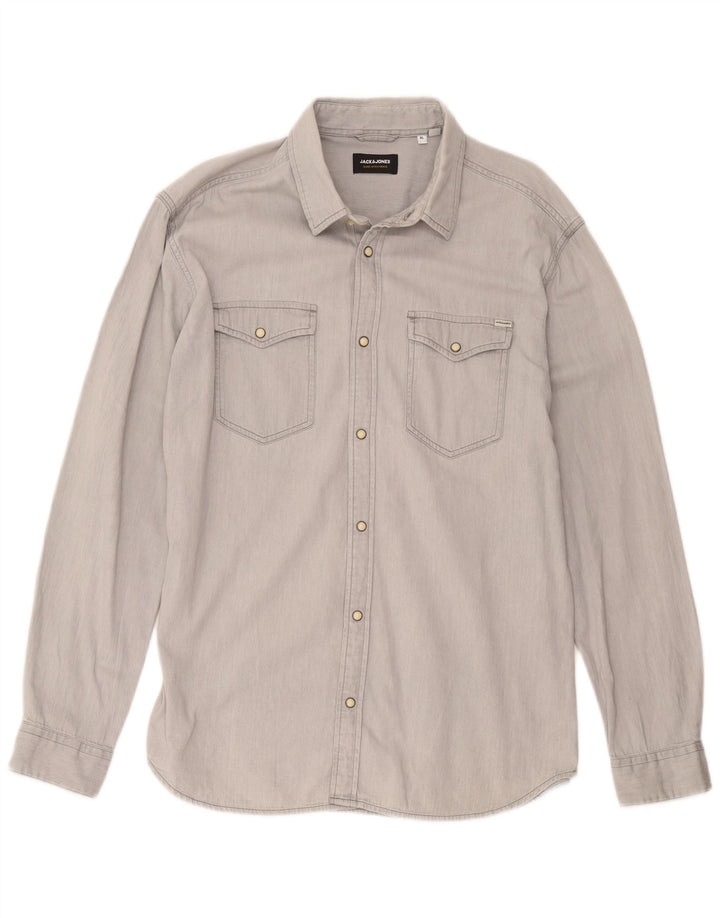 Мужская джинсовая рубашка Jack & Jones XL серая