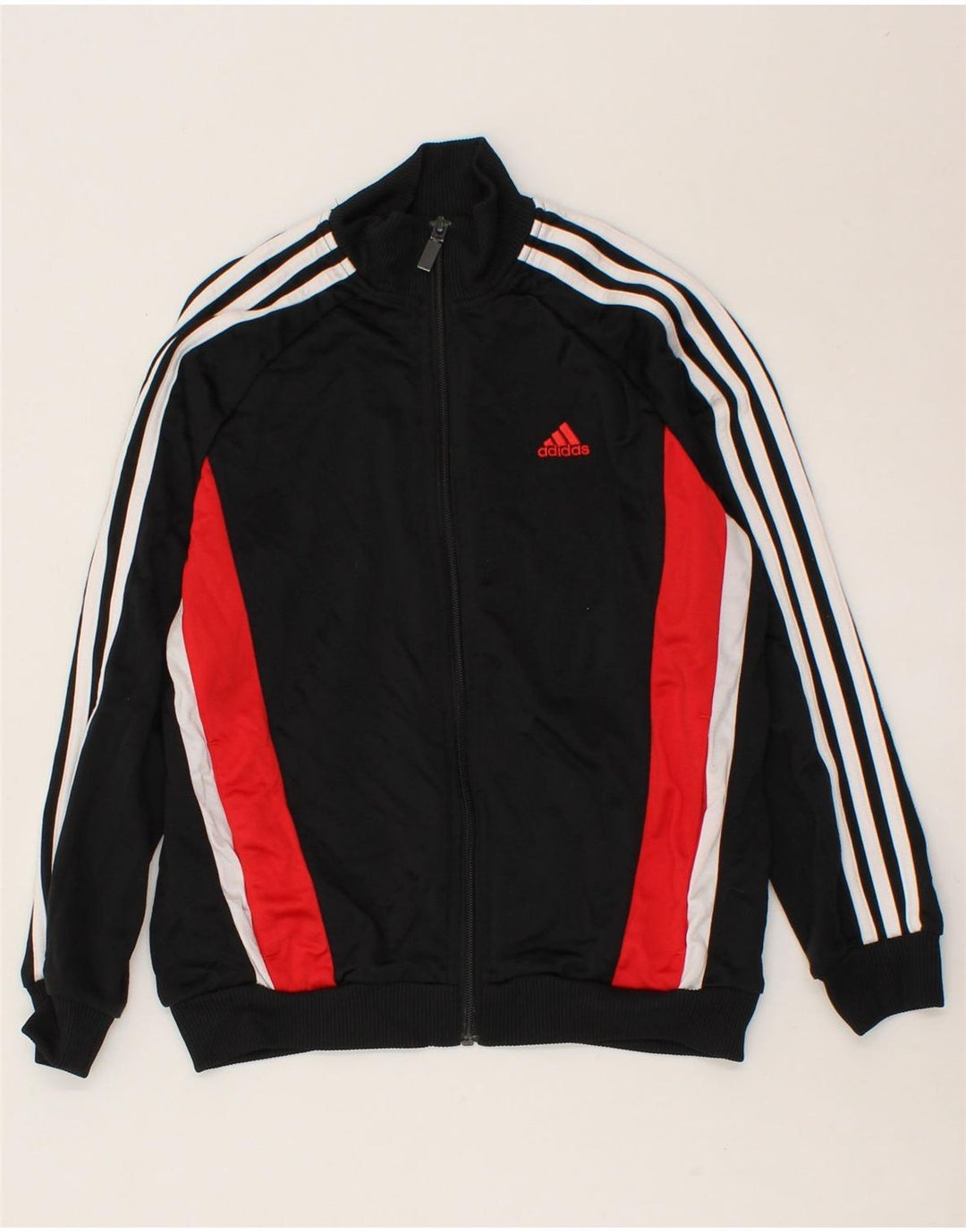 ADIDAS Boys Tracksuit Top Jacket 11-12 Years Black Colourblock Polyester Vintage Adidas and Second-Hand Adidas from Messina Hembry 