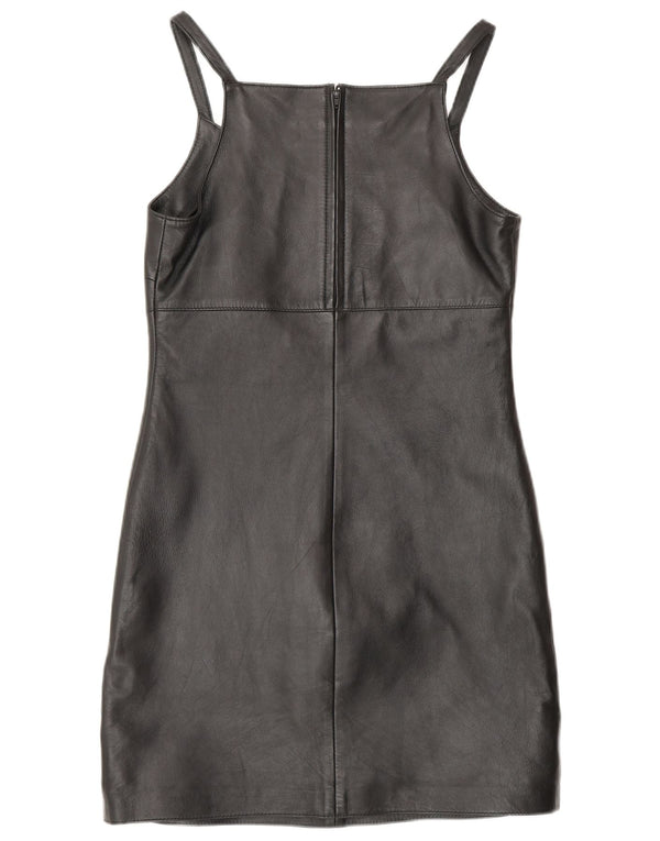 Женское кожаное платье-футляр без рукавов MADDOX UK 10 маленькое черное кожаное