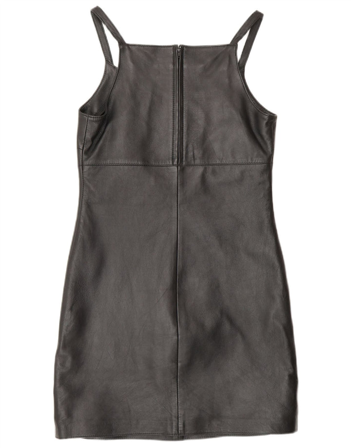 Женское кожаное платье-футляр без рукавов MADDOX UK 10 маленькое черное кожаное