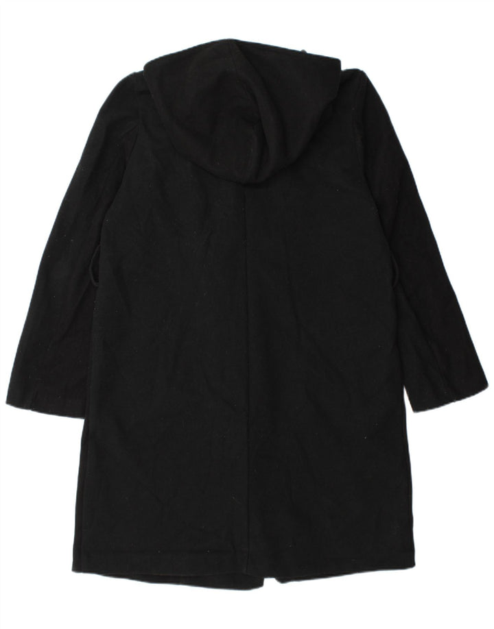 Женское двубортное пальто оверсайз с капюшоном Zara UK 10, маленькое черное