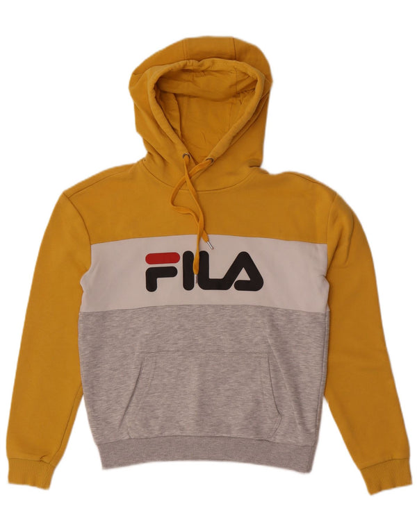 Fila Женский джемпер с капюшоном с графическим рисунком UK 6 XS Разноцветный цветной блок