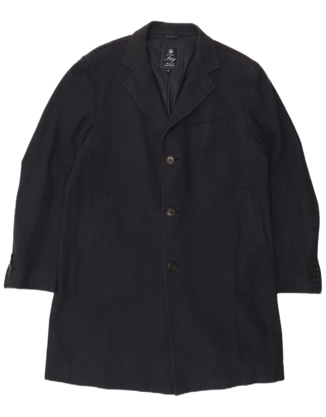 Женское пальто FAY UK 18 XL, темно-синее, с рисунком «елочка», хлопок