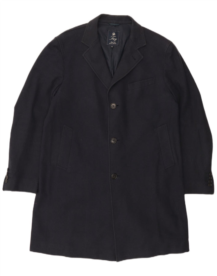 Женское пальто FAY UK 18 XL, темно-синее, с рисунком «елочка», хлопок