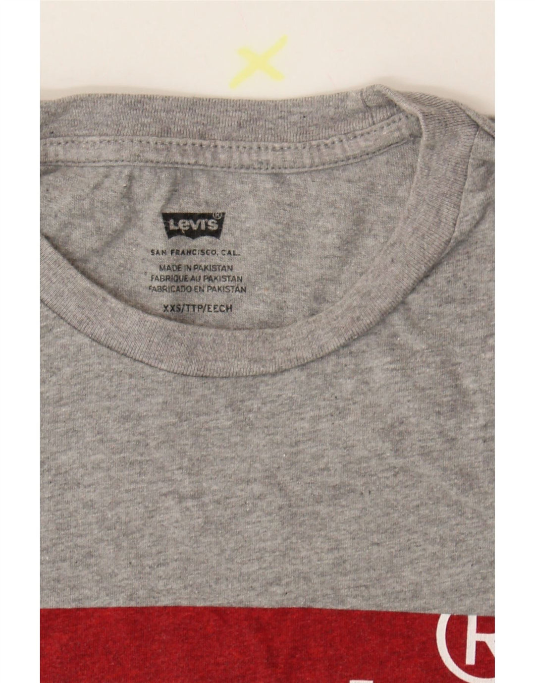 LEVI'S Mens Graphic T-Shirt Top 2XS Grey Cotton Vintage Levi's and Second-Hand Levi's from Messina Hembry 
