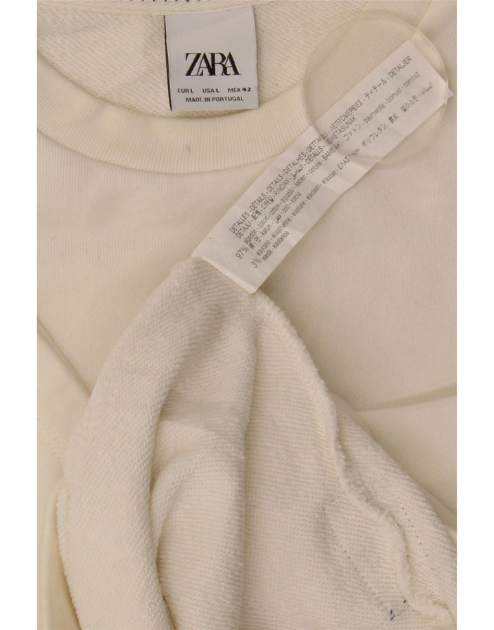 Мужской свитшот Zara с короткими рукавами и графикой, большой белый хлопковый джемпер